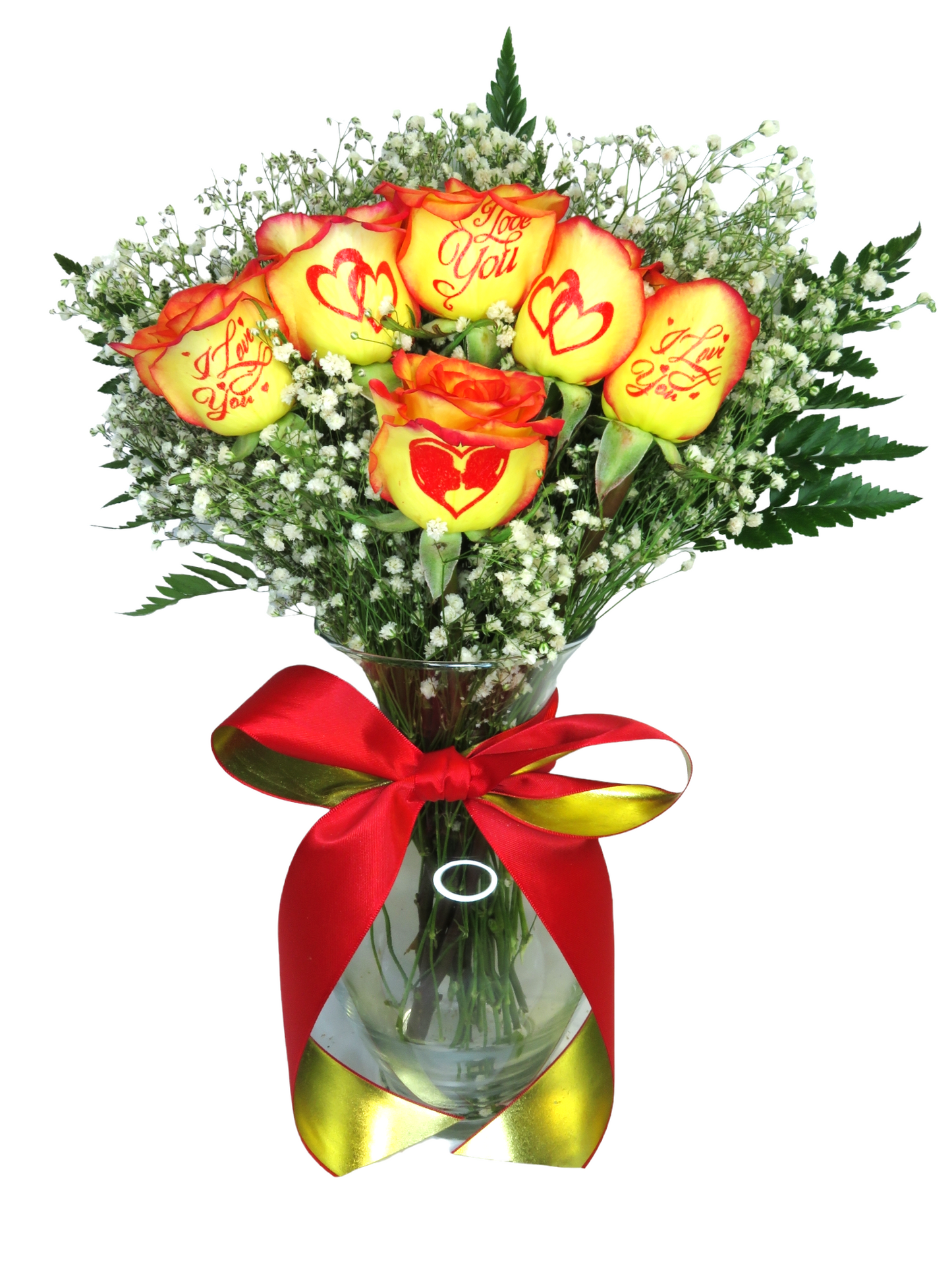 6 Fire Roses With “I Love You” Design