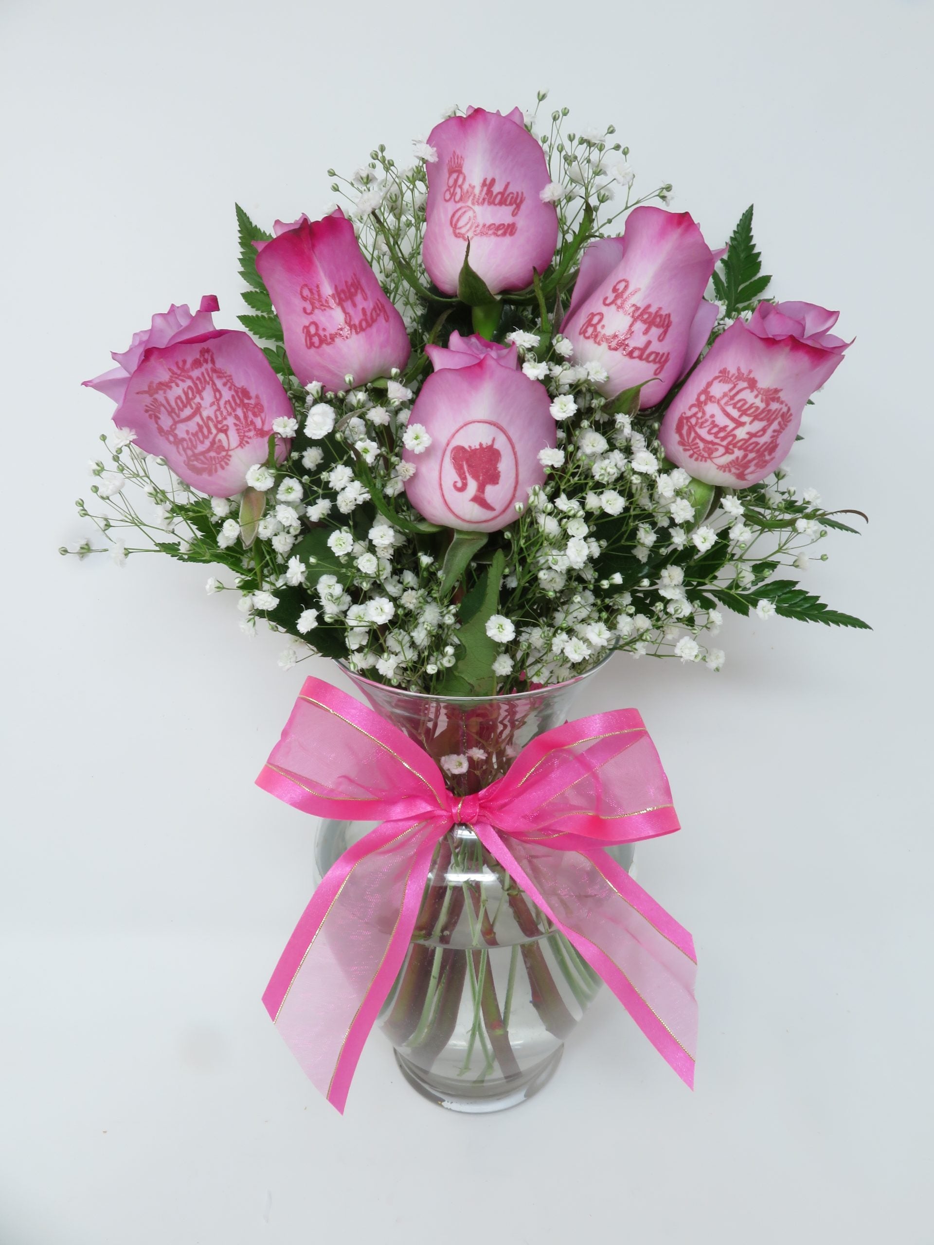 bouquet of pink roses for birthday