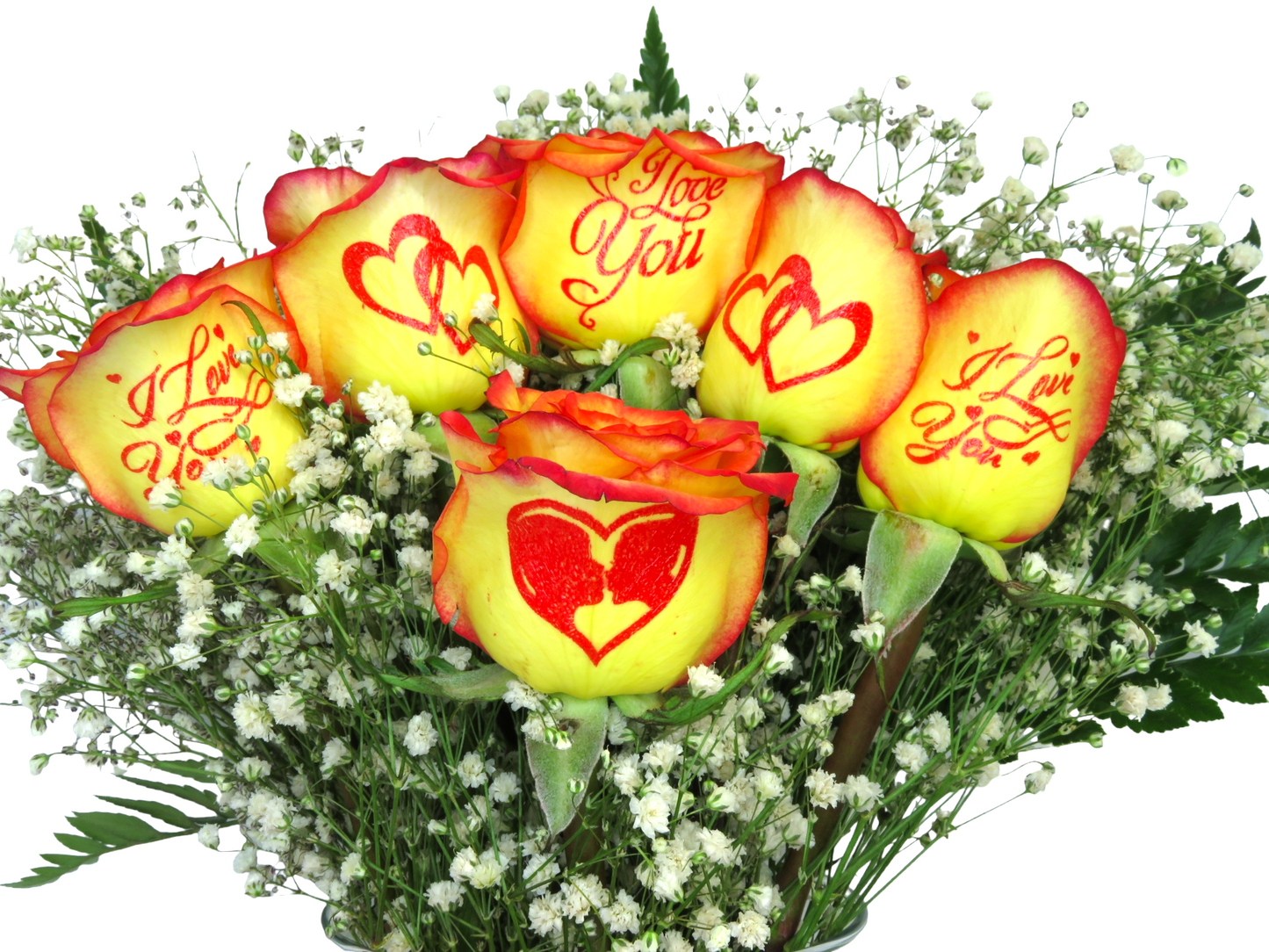 6 Fire Roses With “I Love You” Design