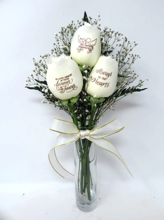 3 White Rose "In Loving Memory" Bouquet