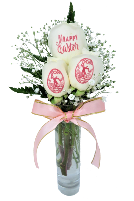 3 White Roses - Happy Easter