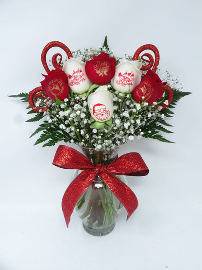 Merry Christmas 6 Rose Bouquet